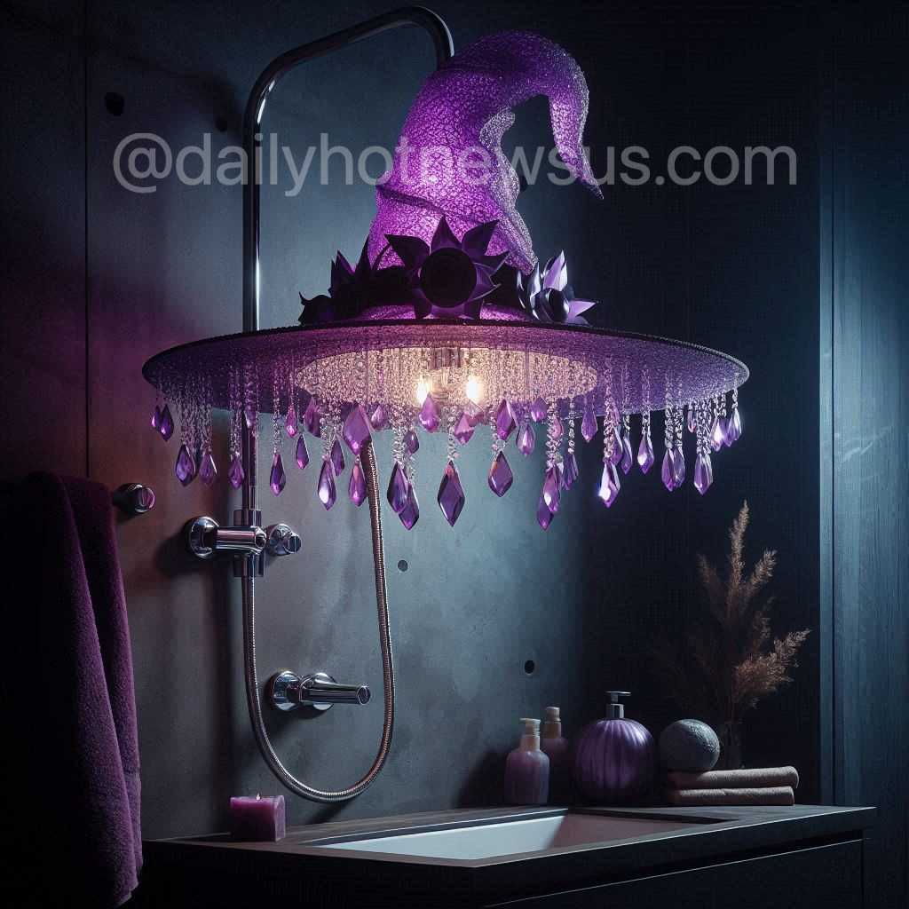 Amethyst Crystal Witch Hat Shower