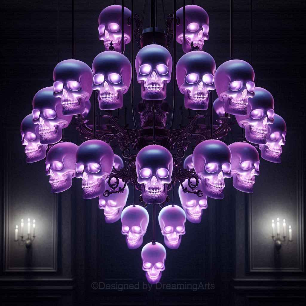 Purple Glass Skulls Chandeliers