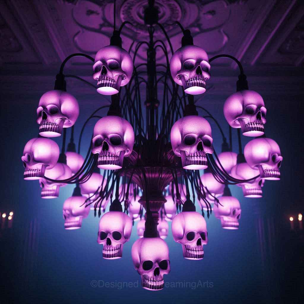 Purple Glass Skulls Chandeliers