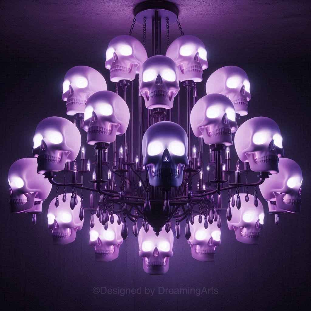 Purple Glass Skulls Chandeliers