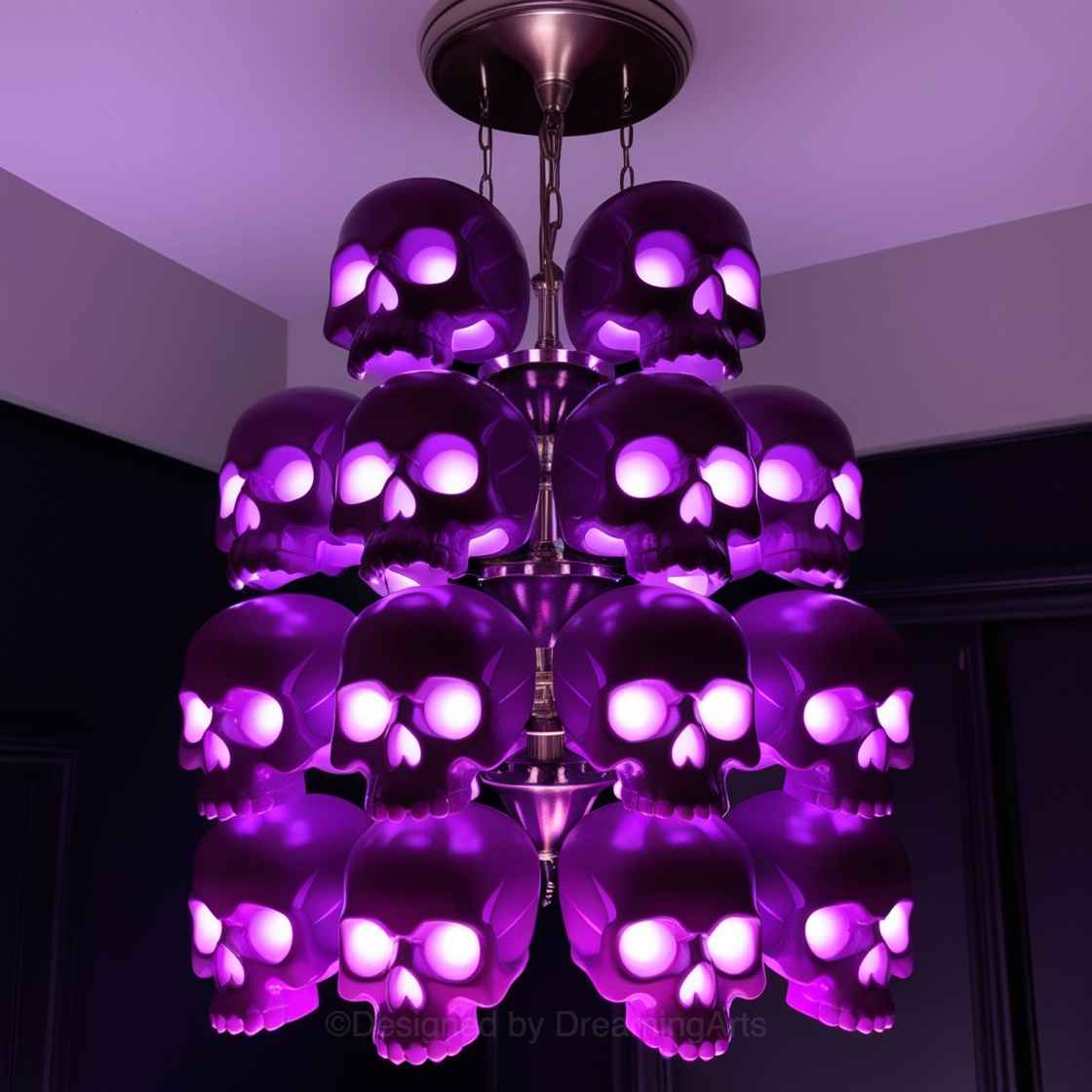 Purple Glass Skulls Chandeliers