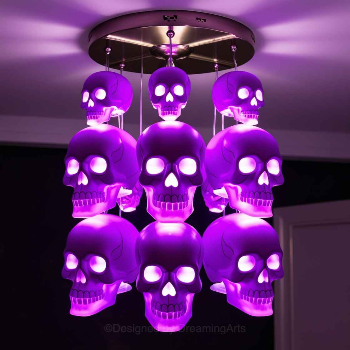 Purple Glass Skulls Chandeliers