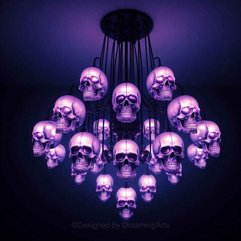 Purple Glass Skulls Chandeliers