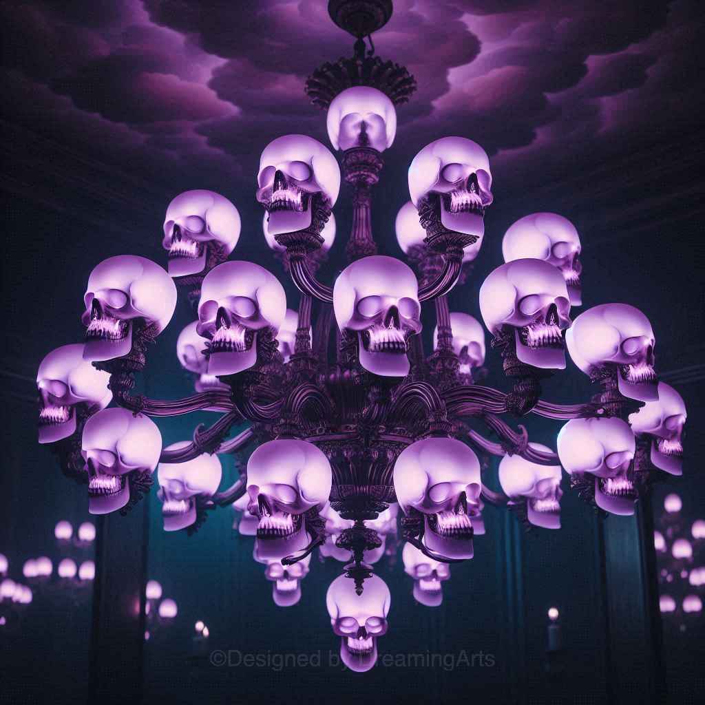 Purple Glass Skulls Chandeliers