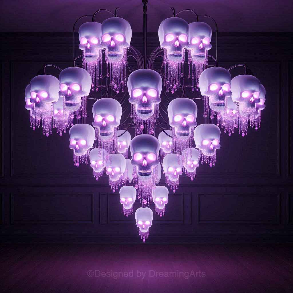 Purple Glass Skulls Chandeliers