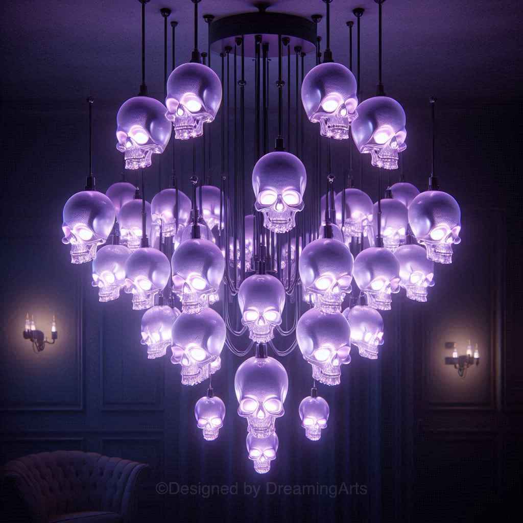 Purple Glass Skulls Chandeliers