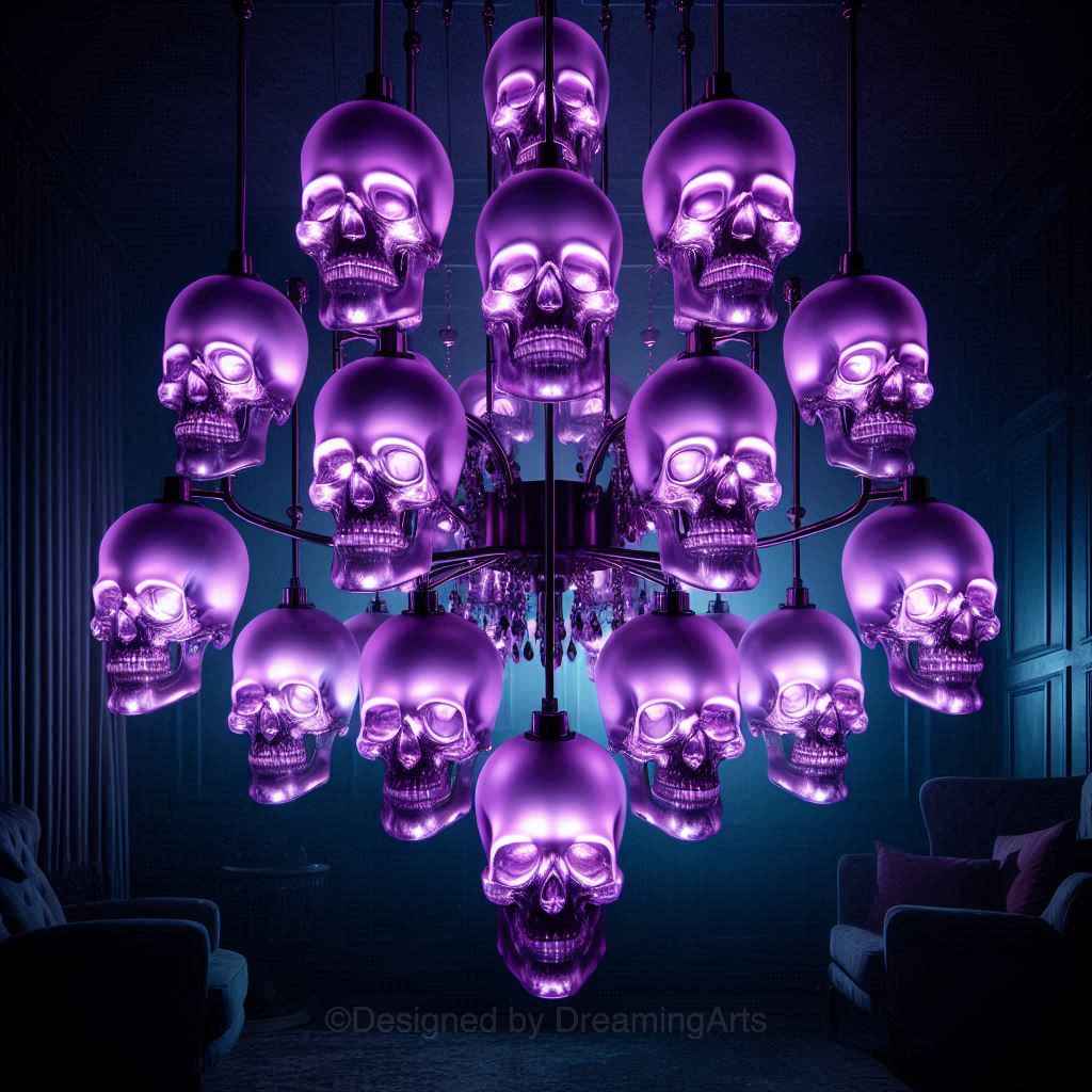 Purple Glass Skulls Chandeliers