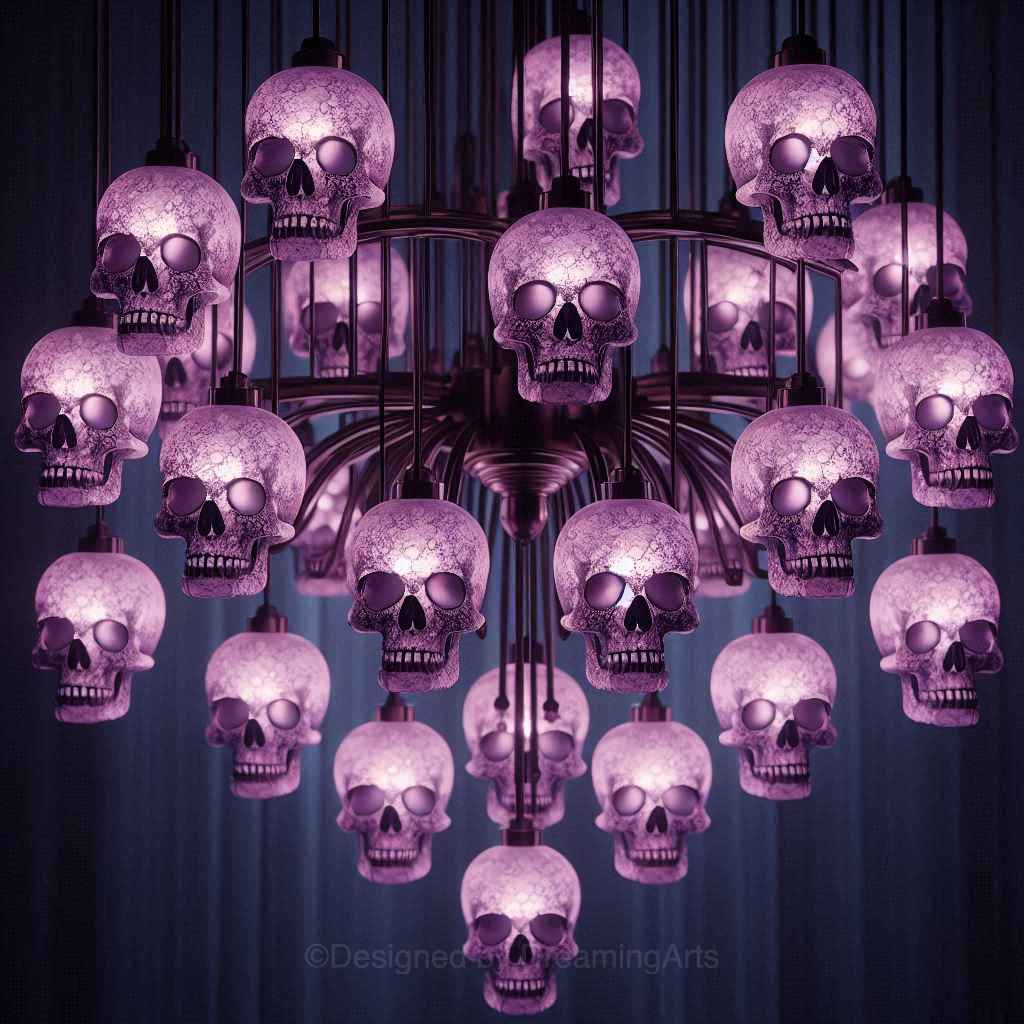 Purple Glass Skulls Chandeliers