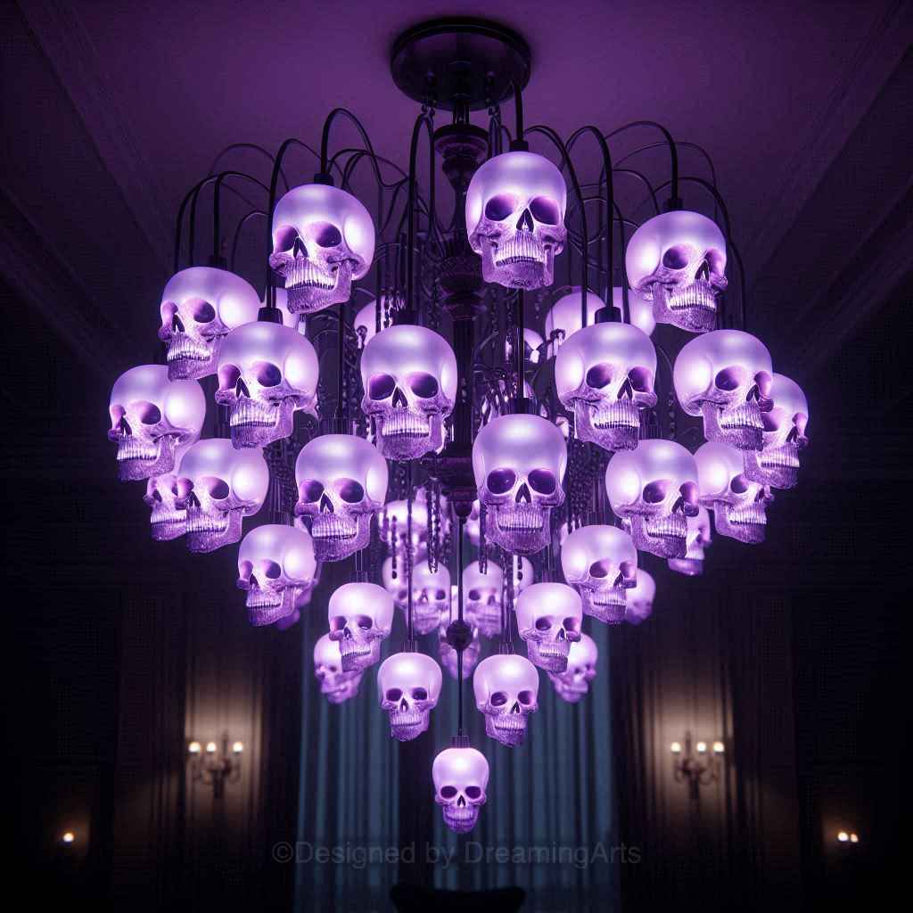 Purple Glass Skulls Chandeliers