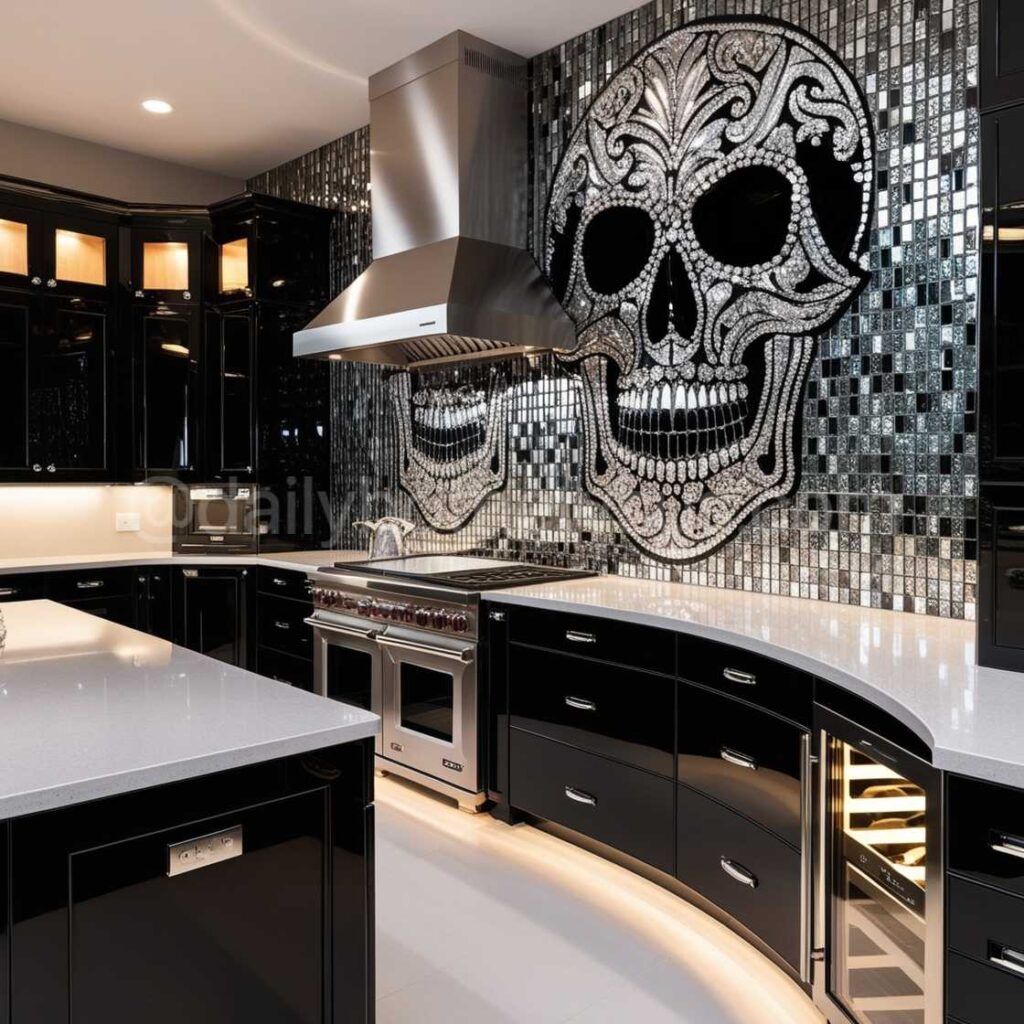 Skull Backsplash Design-Cooker Wall