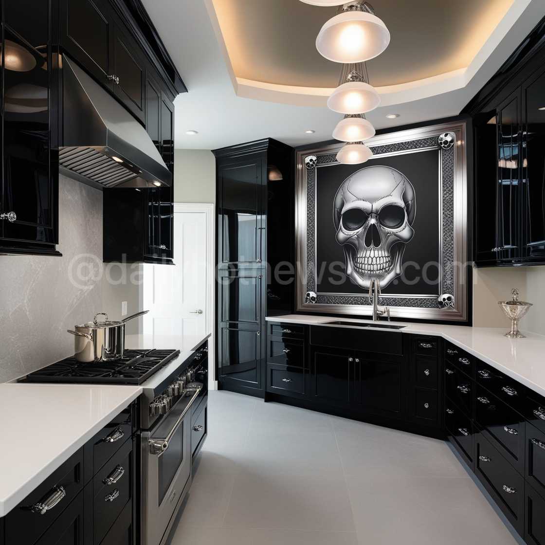 Skull Backsplash Design-Cooker Wall