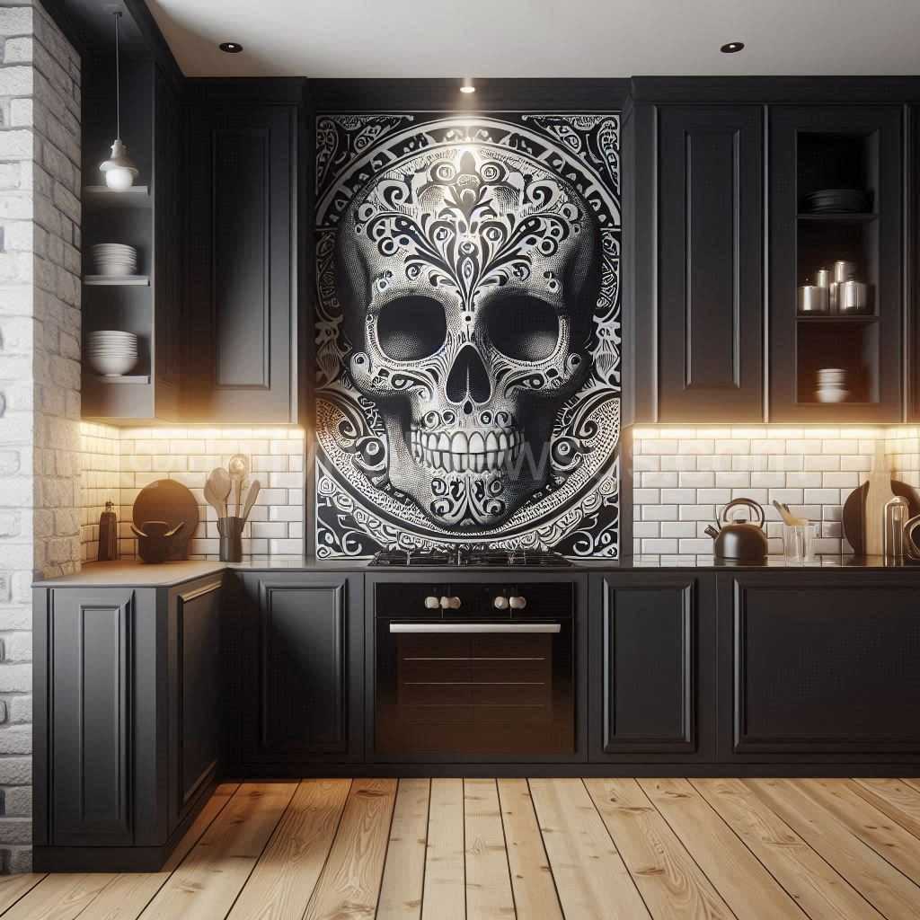 Skull Backsplash Design-Cooker Wall