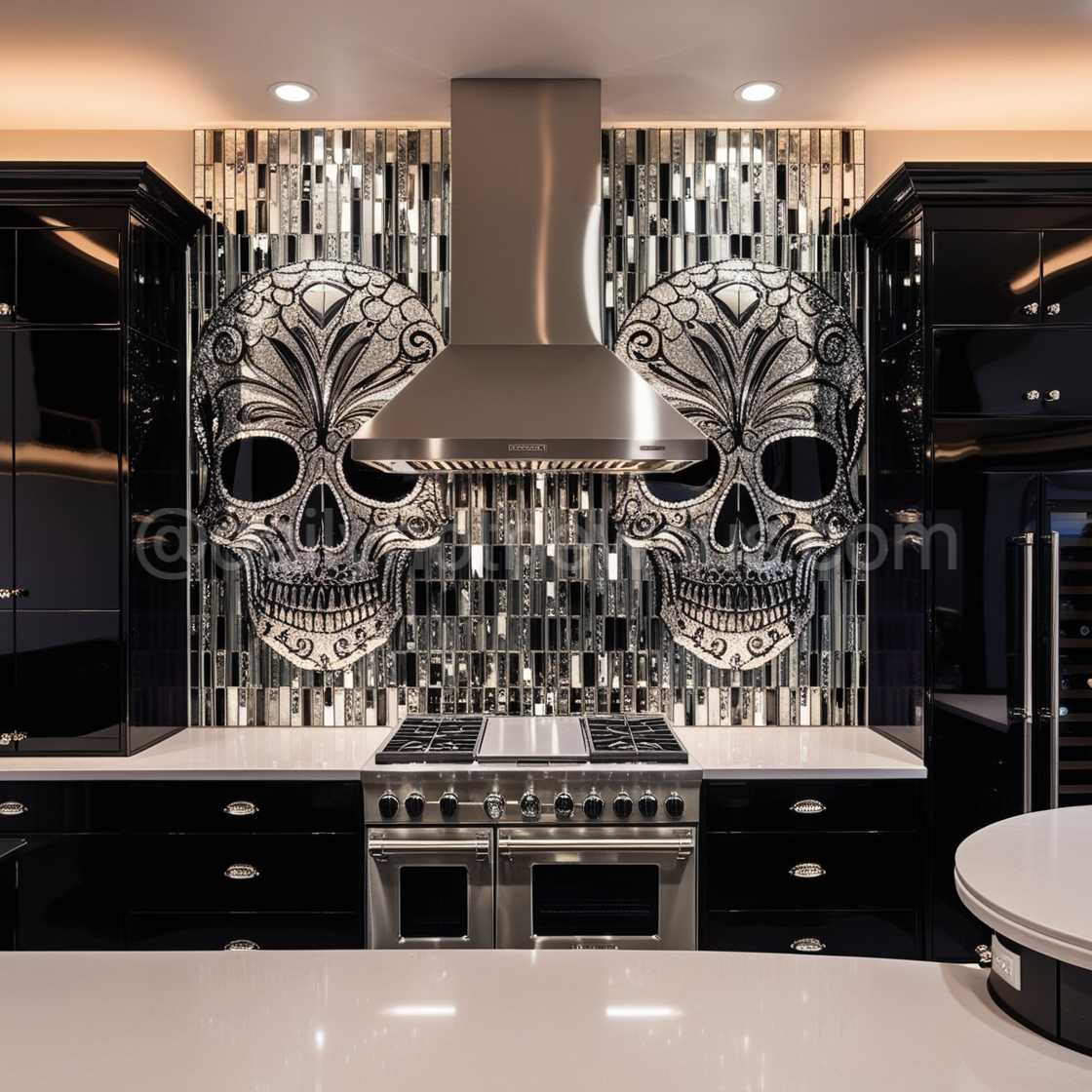 Skull Backsplash Design-Cooker Wall