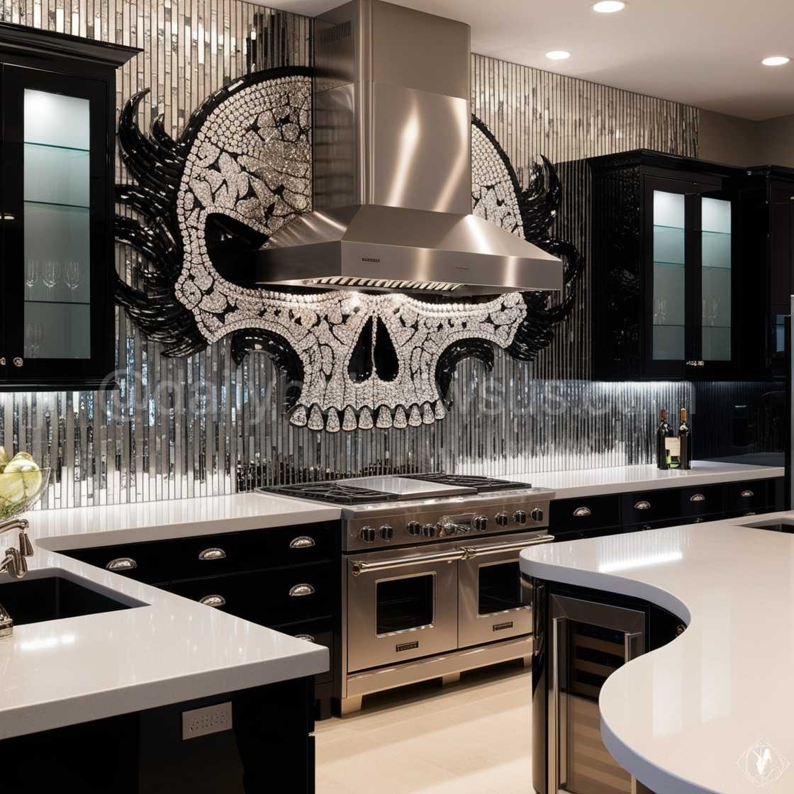 Skull Backsplash Design-Cooker Wall