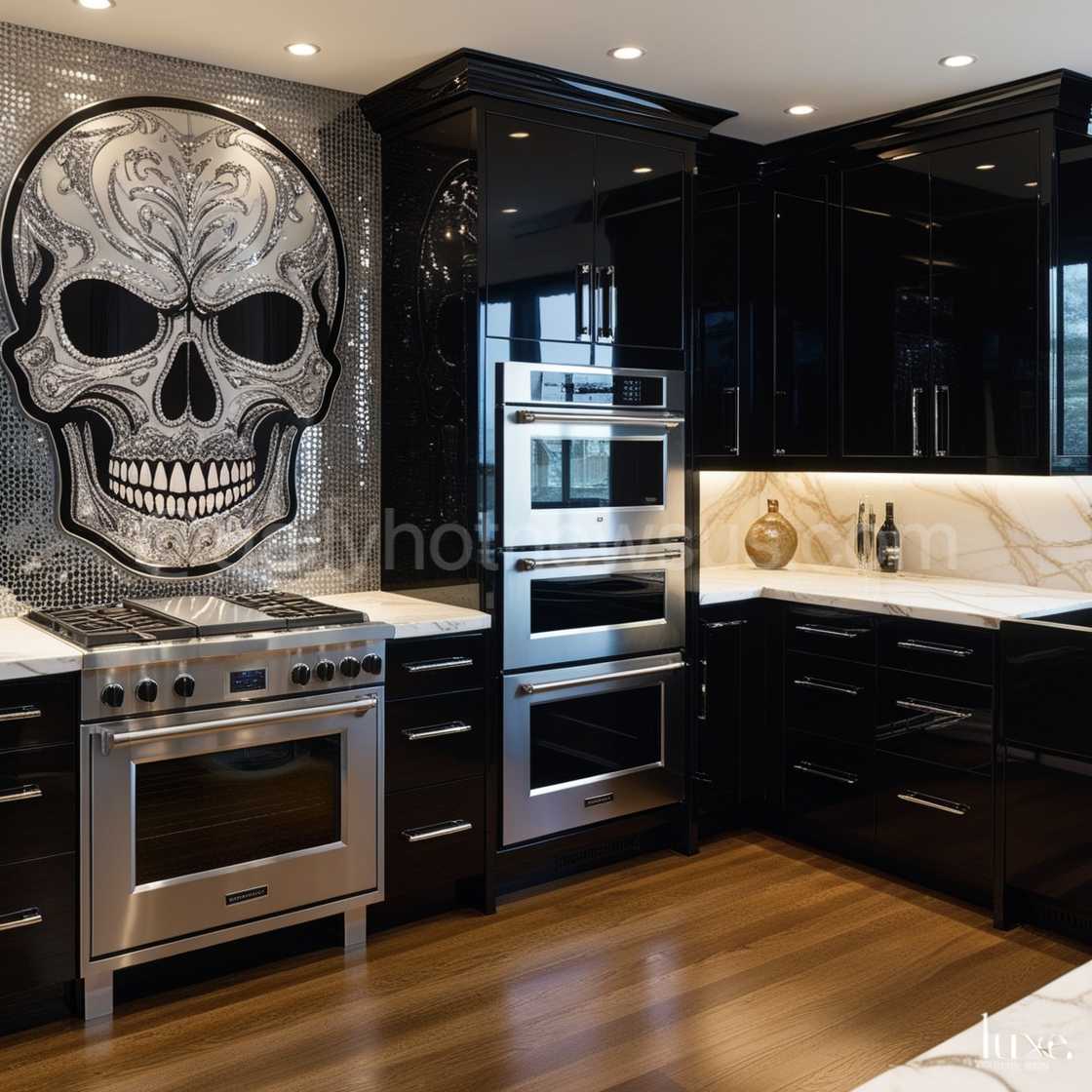 Skull Backsplash Design-Cooker Wall