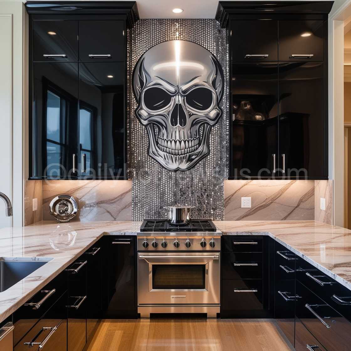 Skull Backsplash Design-Cooker Wall