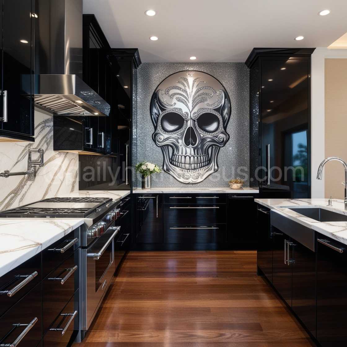 Skull Backsplash Design-Cooker Wall