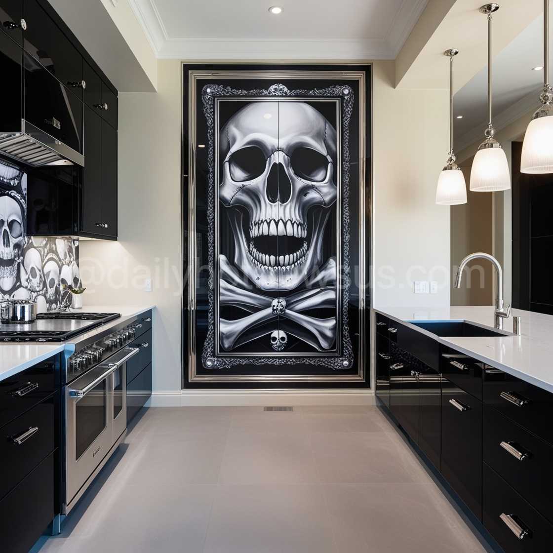 Skull Backsplash Design-Cooker Wall