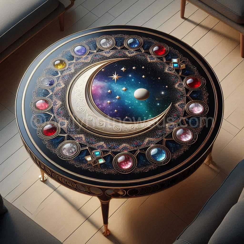 Witch Moon Stained Glass Table