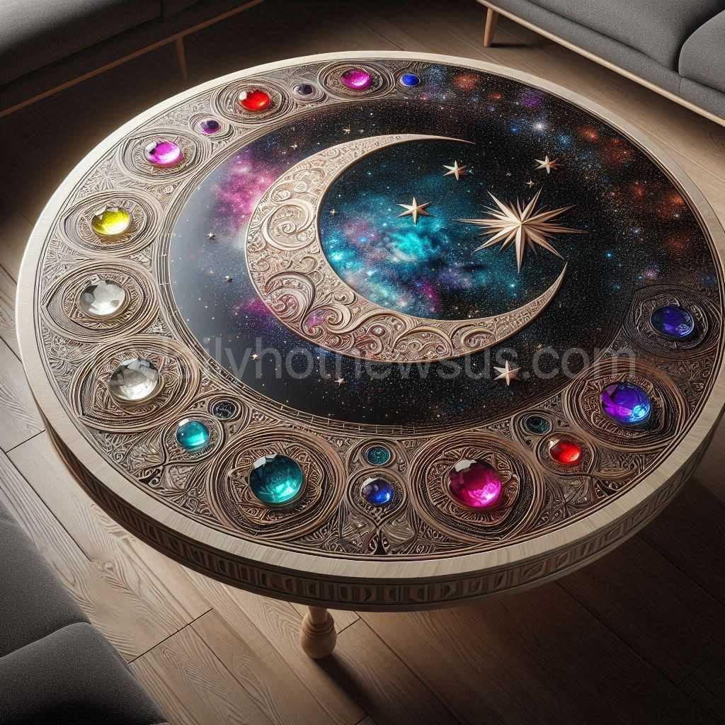 Witch Moon Stained Glass Table