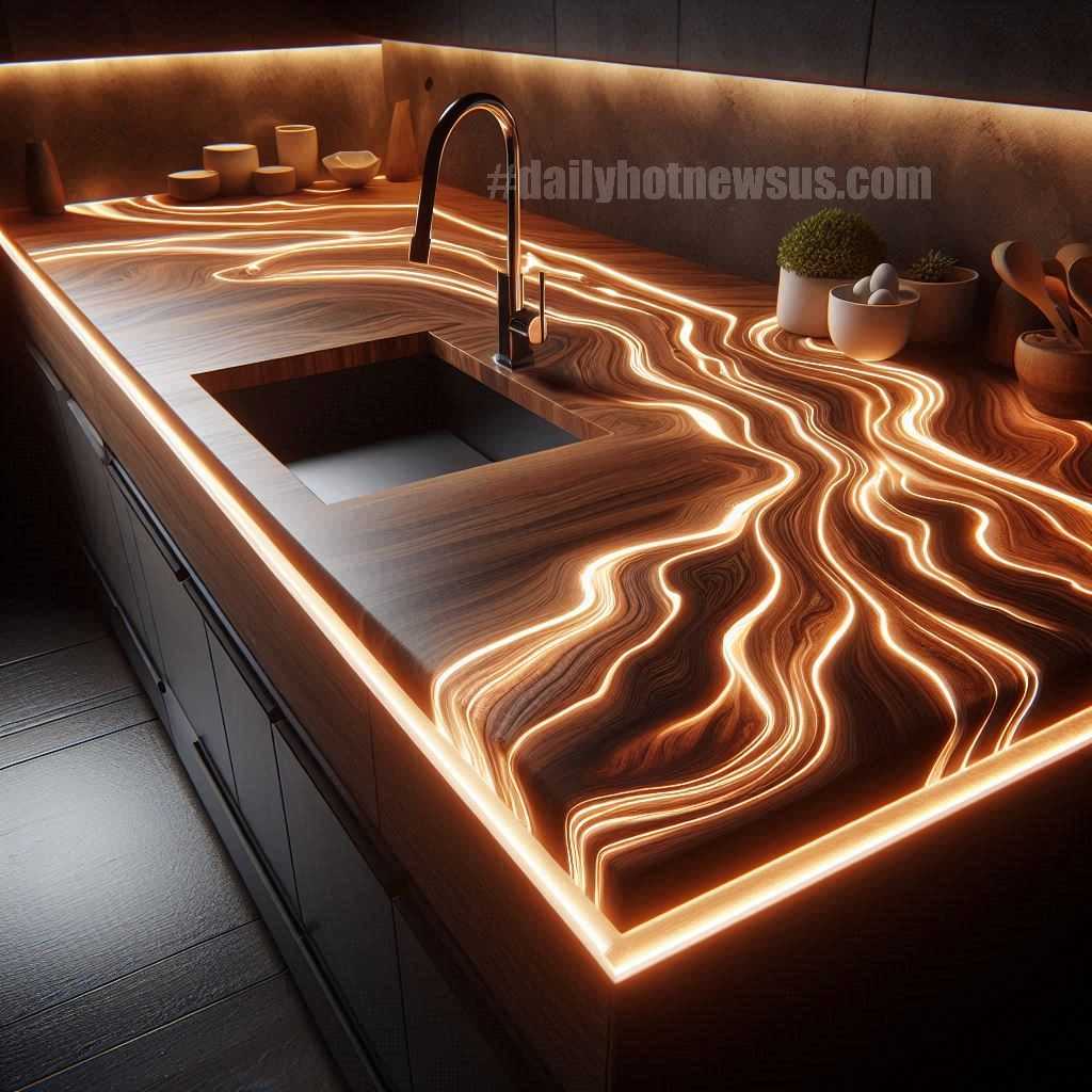 Illuminating Wood Countertop