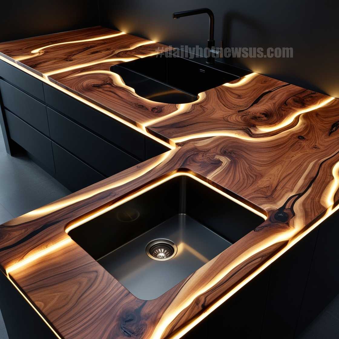 Illuminating Wood Countertop