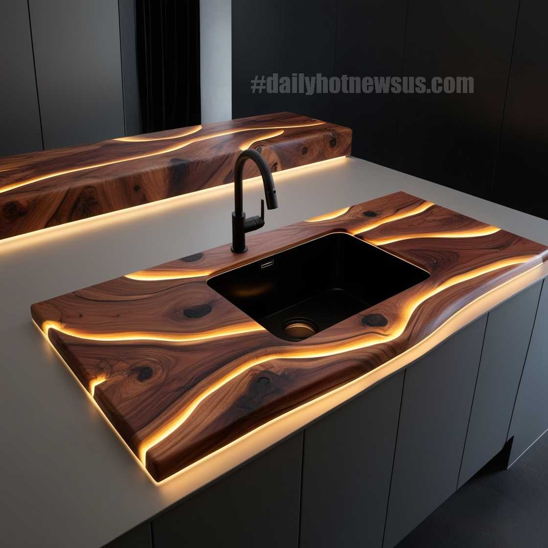 Illuminating Wood Countertop