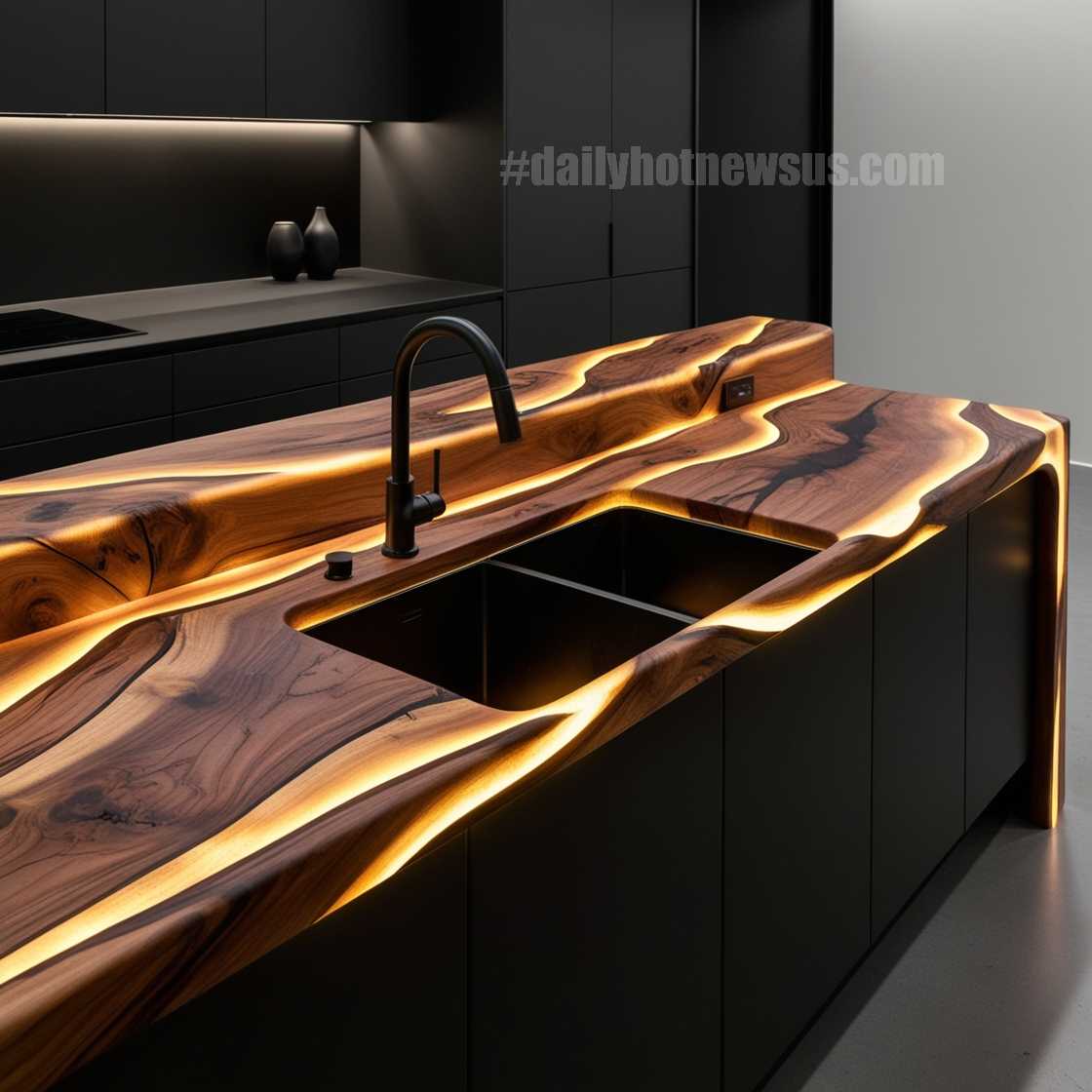 Illuminating Wood Countertop