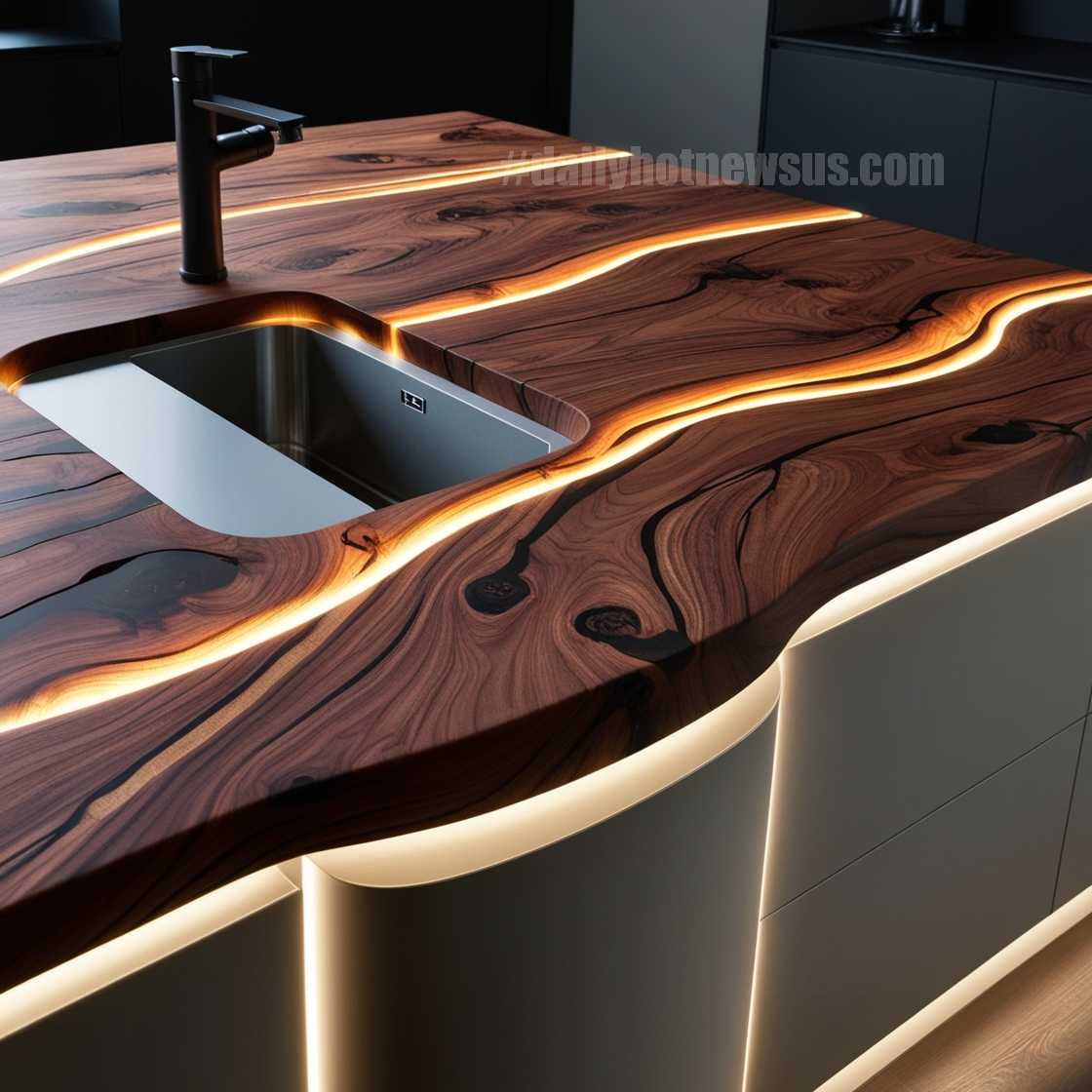 Illuminating Wood Countertop