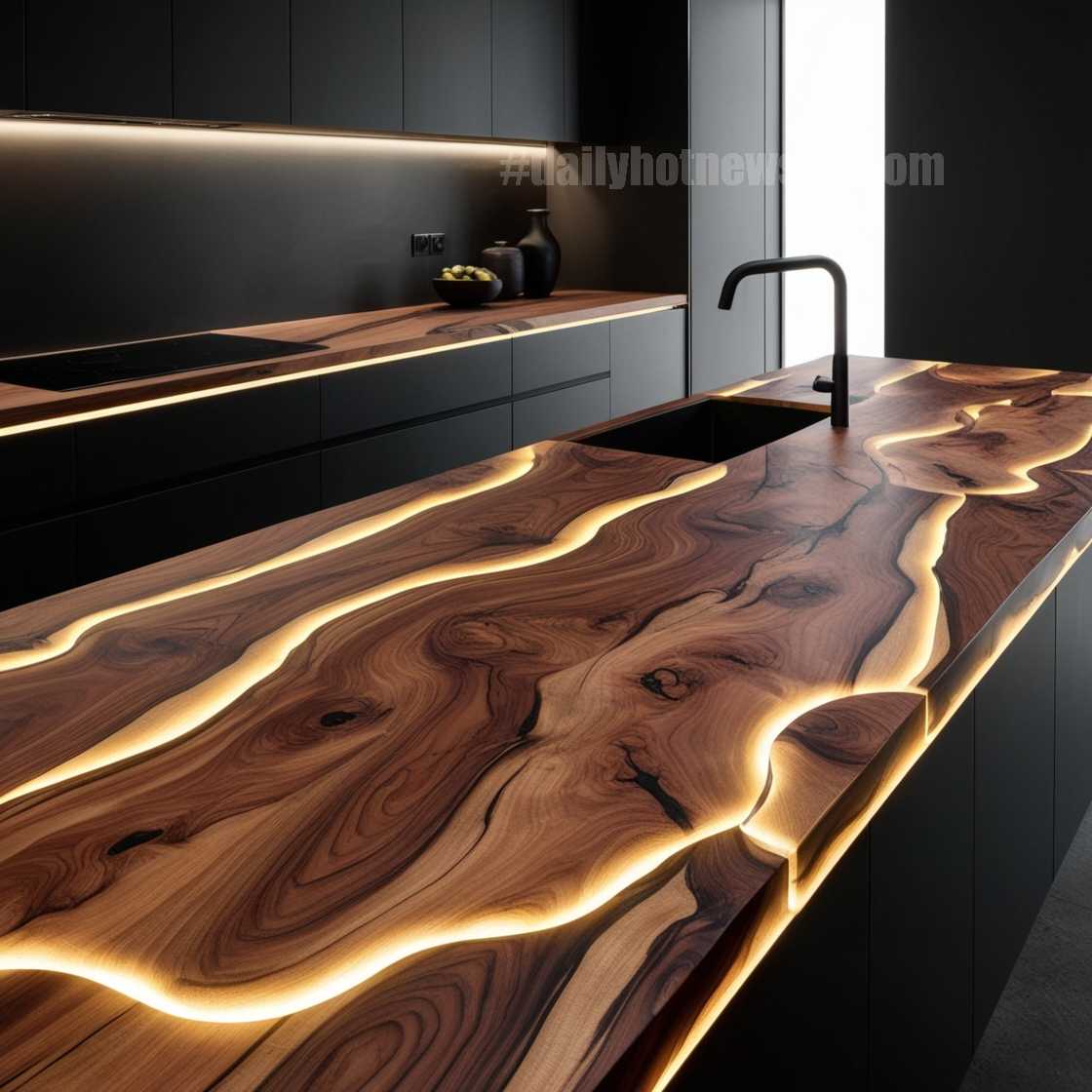 Illuminating Wood Countertop