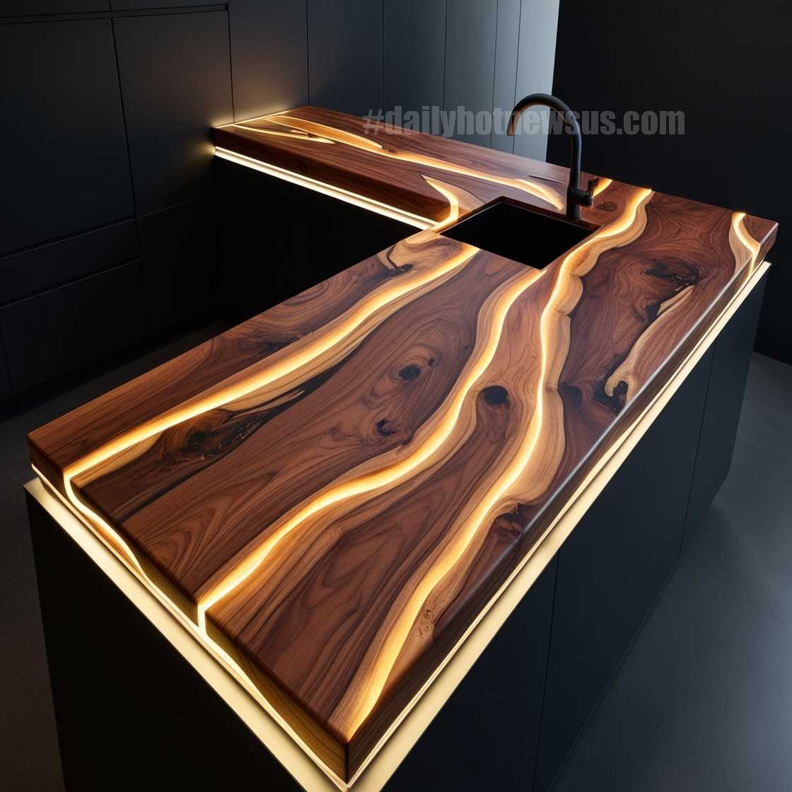 Illuminating Wood Countertop