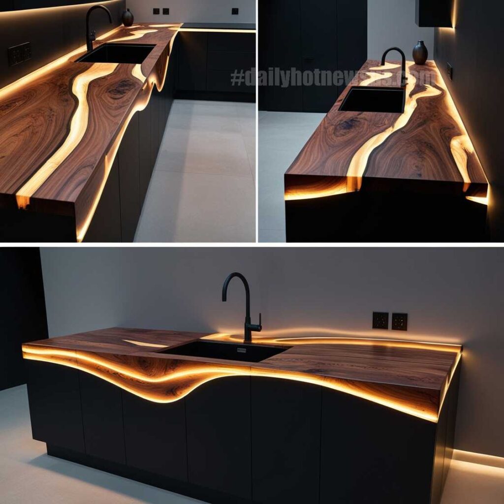 Illuminating Wood Countertop