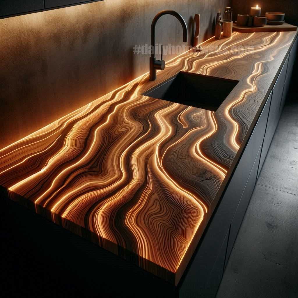 Illuminating Wood Countertop