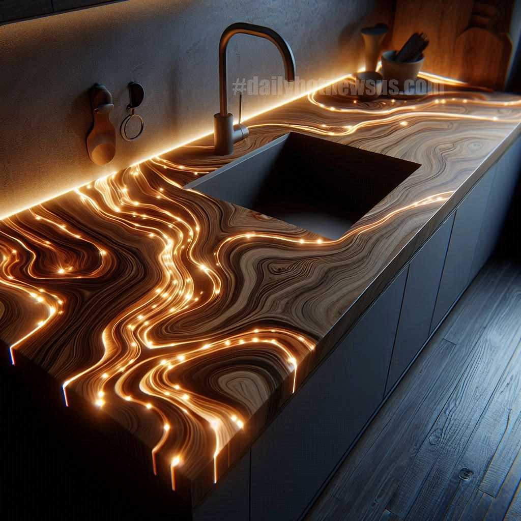 Illuminating Wood Countertop