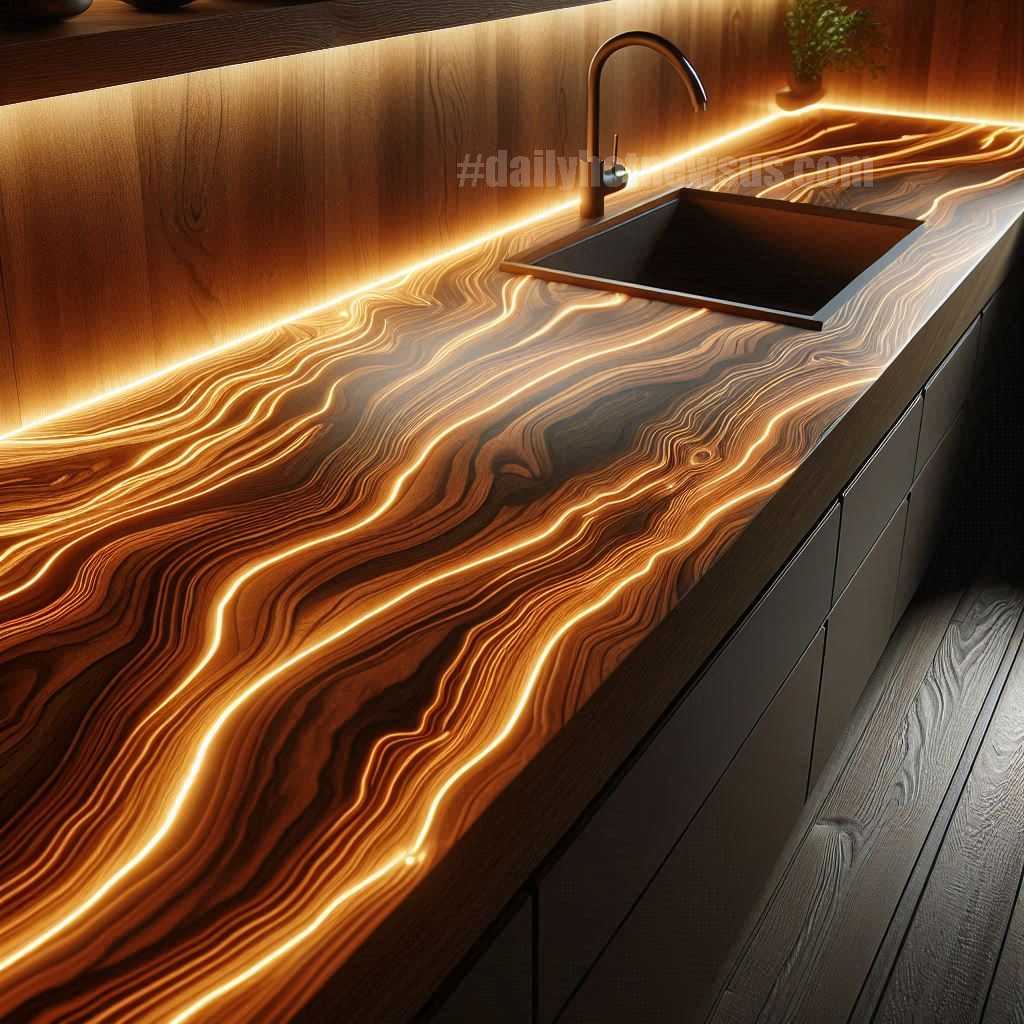 Illuminating Wood Countertop