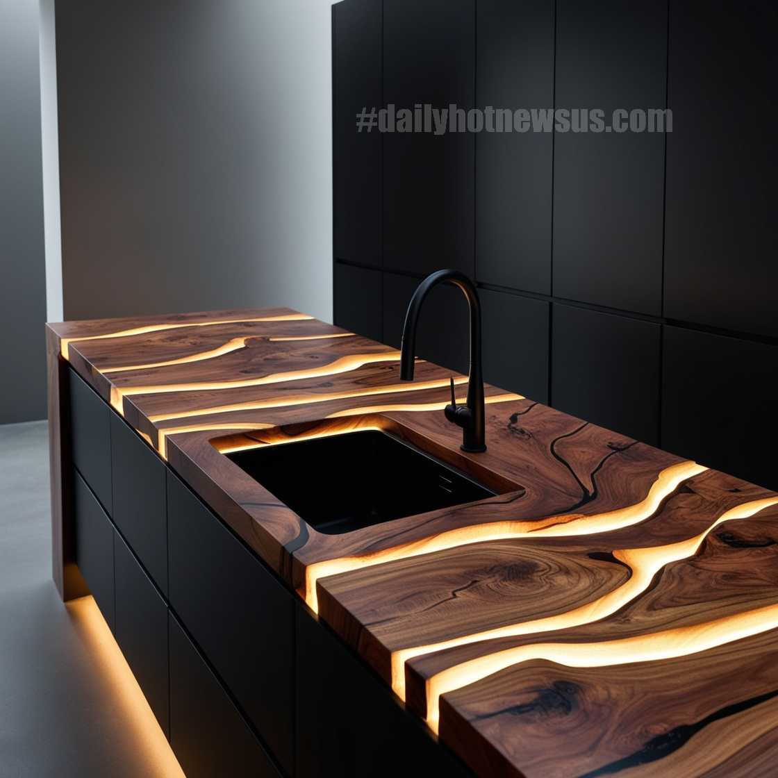 Illuminating Wood Countertop