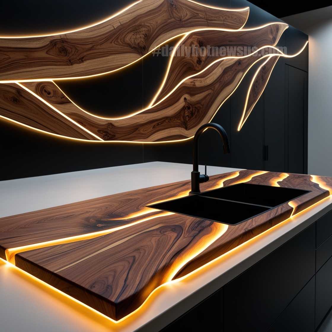 Illuminating Wood Countertop