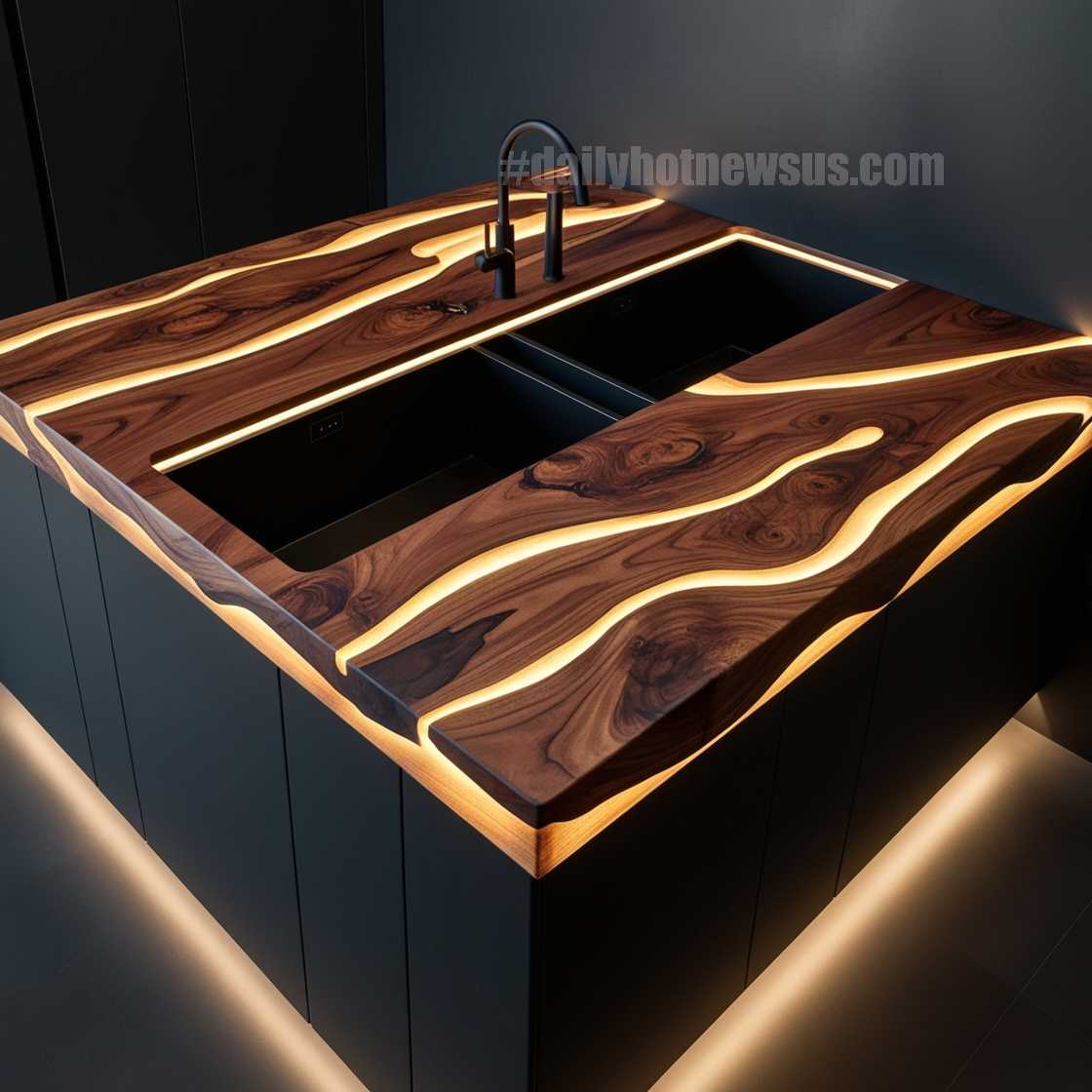 Illuminating Wood Countertop