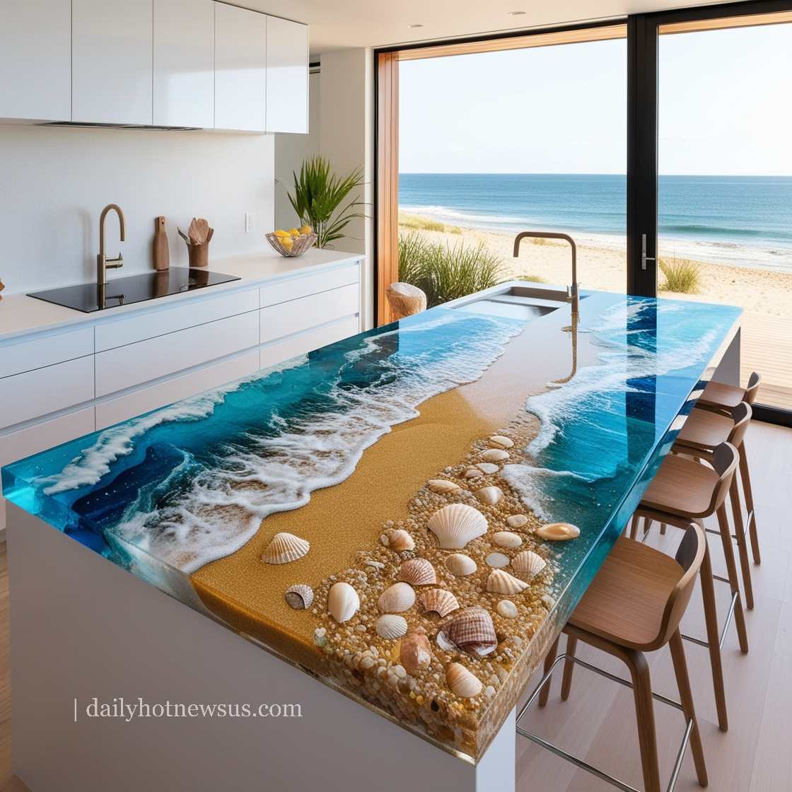 Stunning Epoxy Scene Kitchen Islands