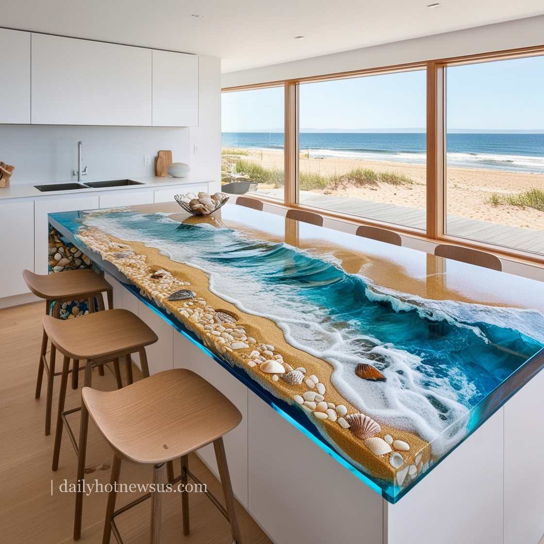 Stunning Epoxy Scene Kitchen Islands