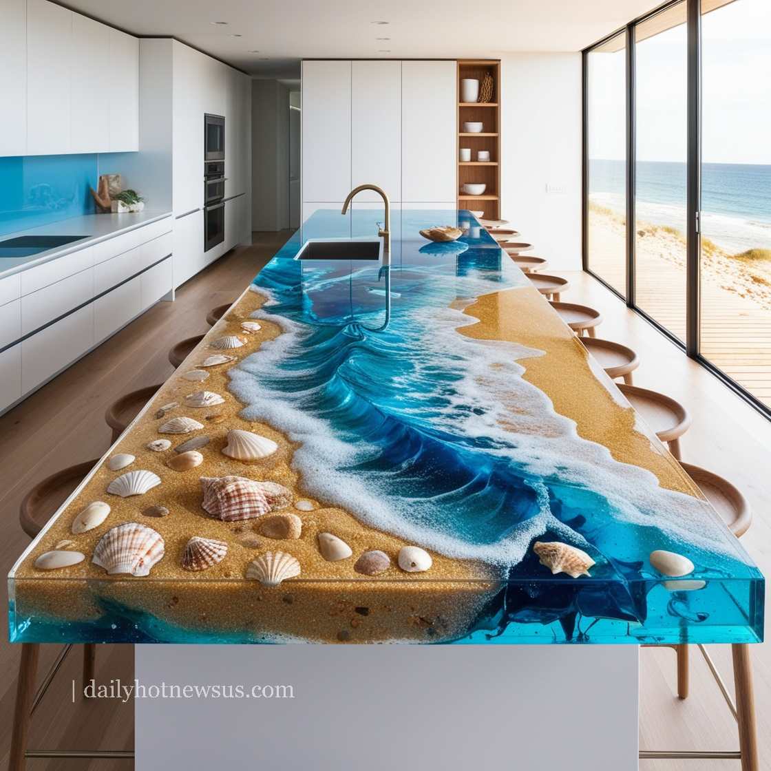 Stunning Epoxy Scene Kitchen Islands