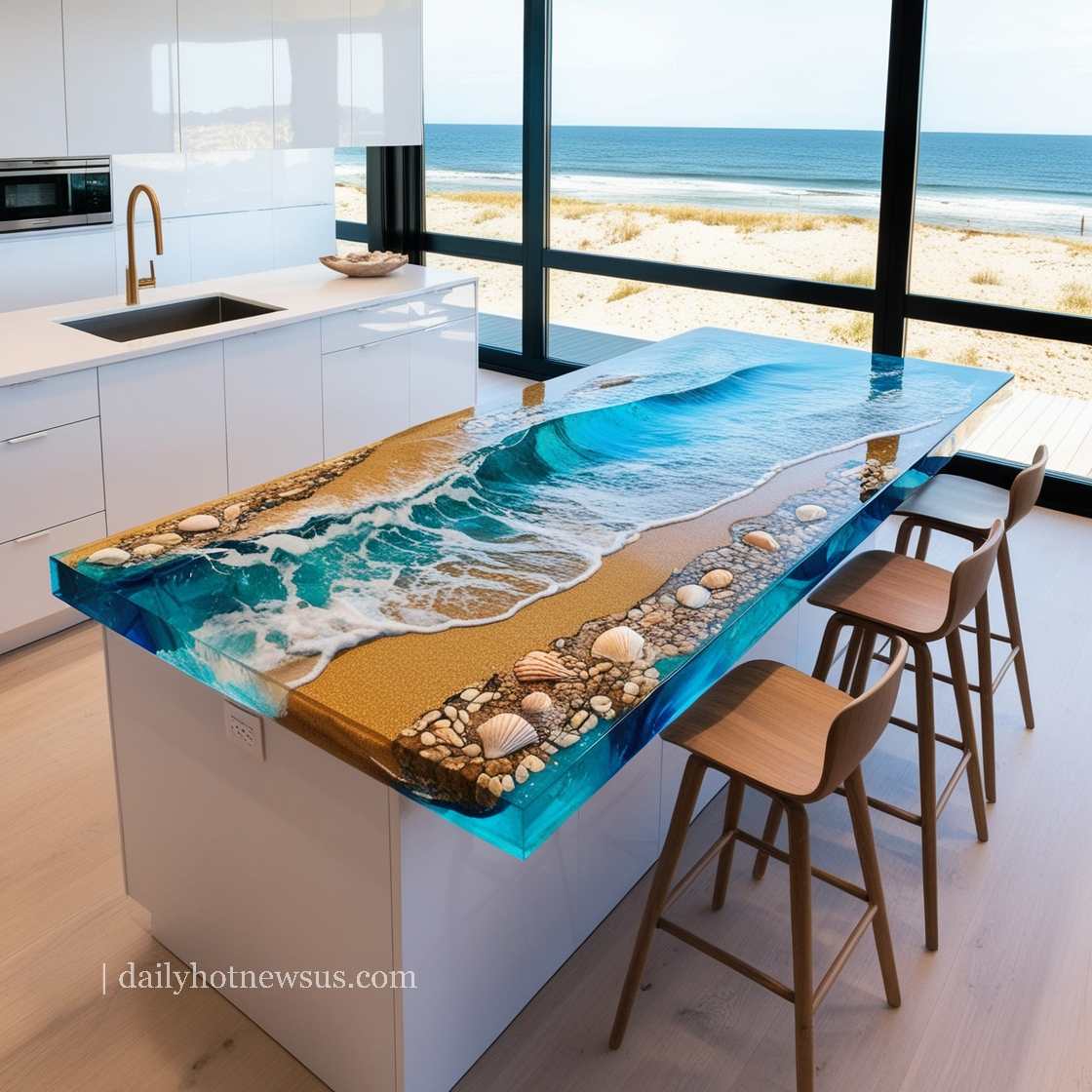 Stunning Epoxy Scene Kitchen Islands