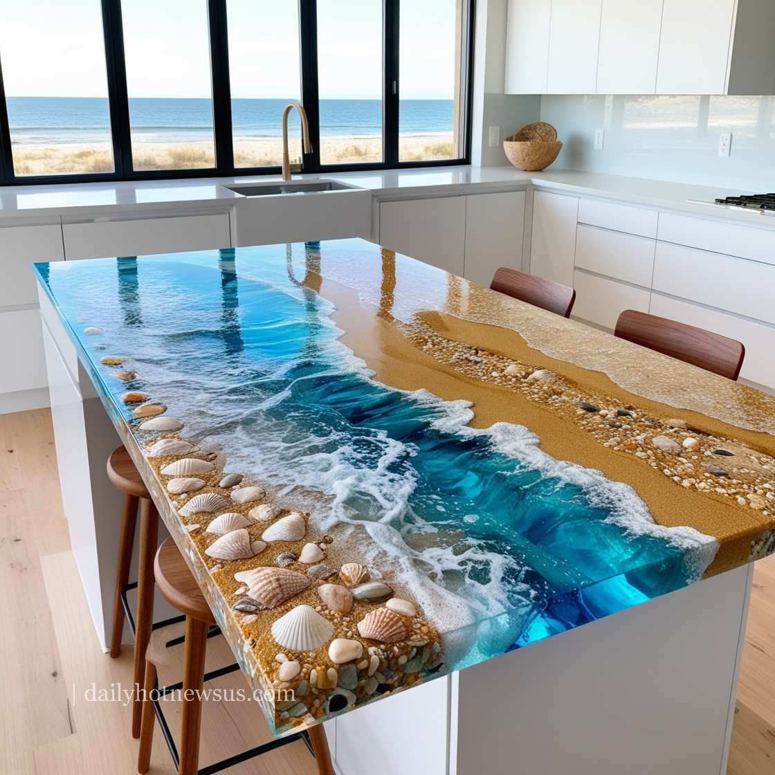 Stunning Epoxy Scene Kitchen Islands