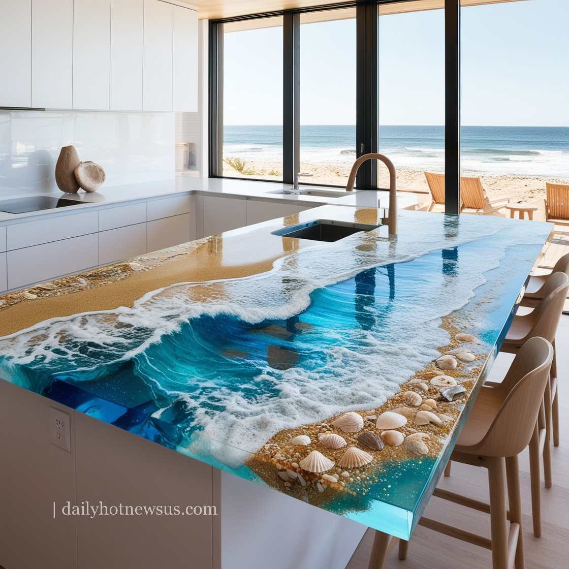 Stunning Epoxy Scene Kitchen Islands