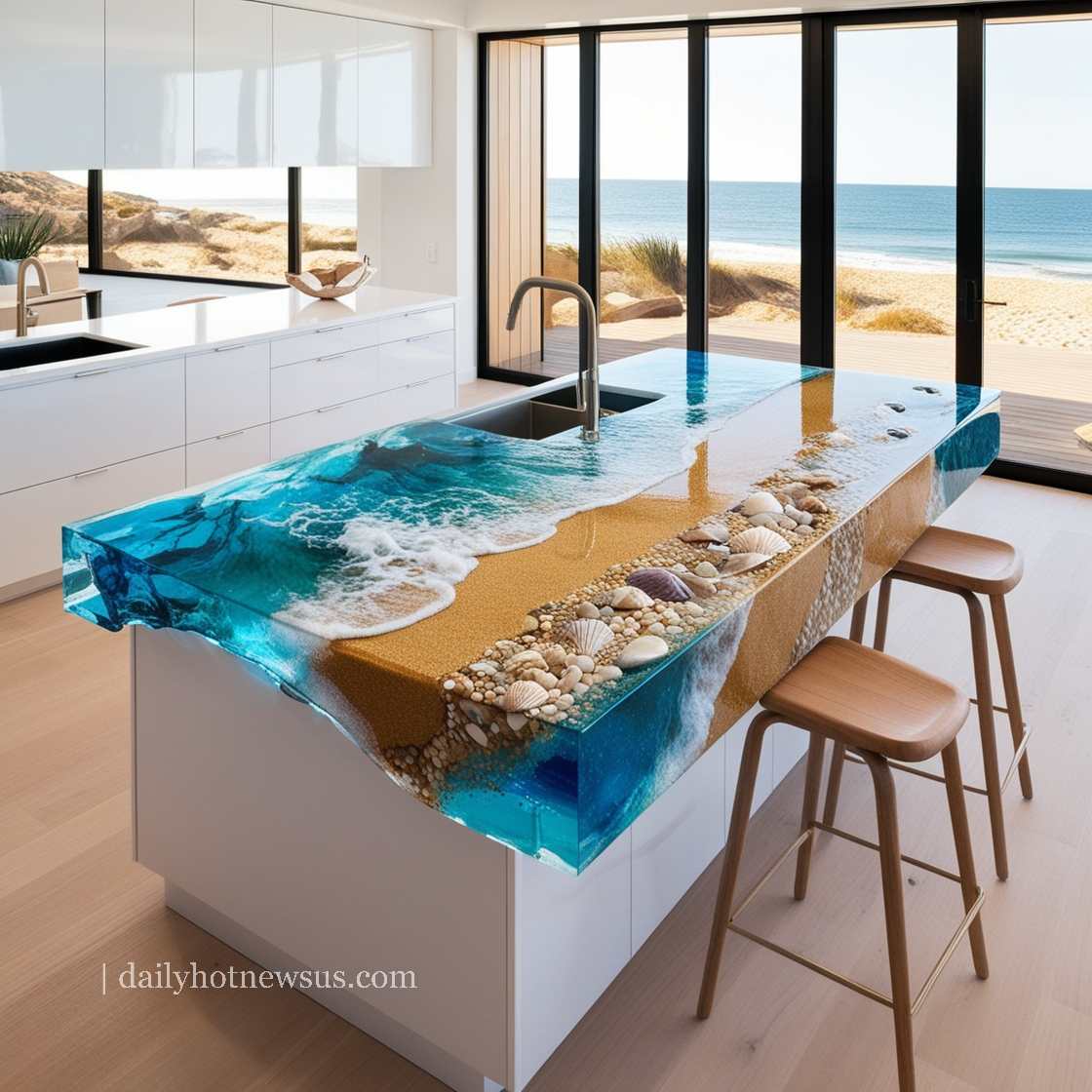 Stunning Epoxy Scene Kitchen Islands