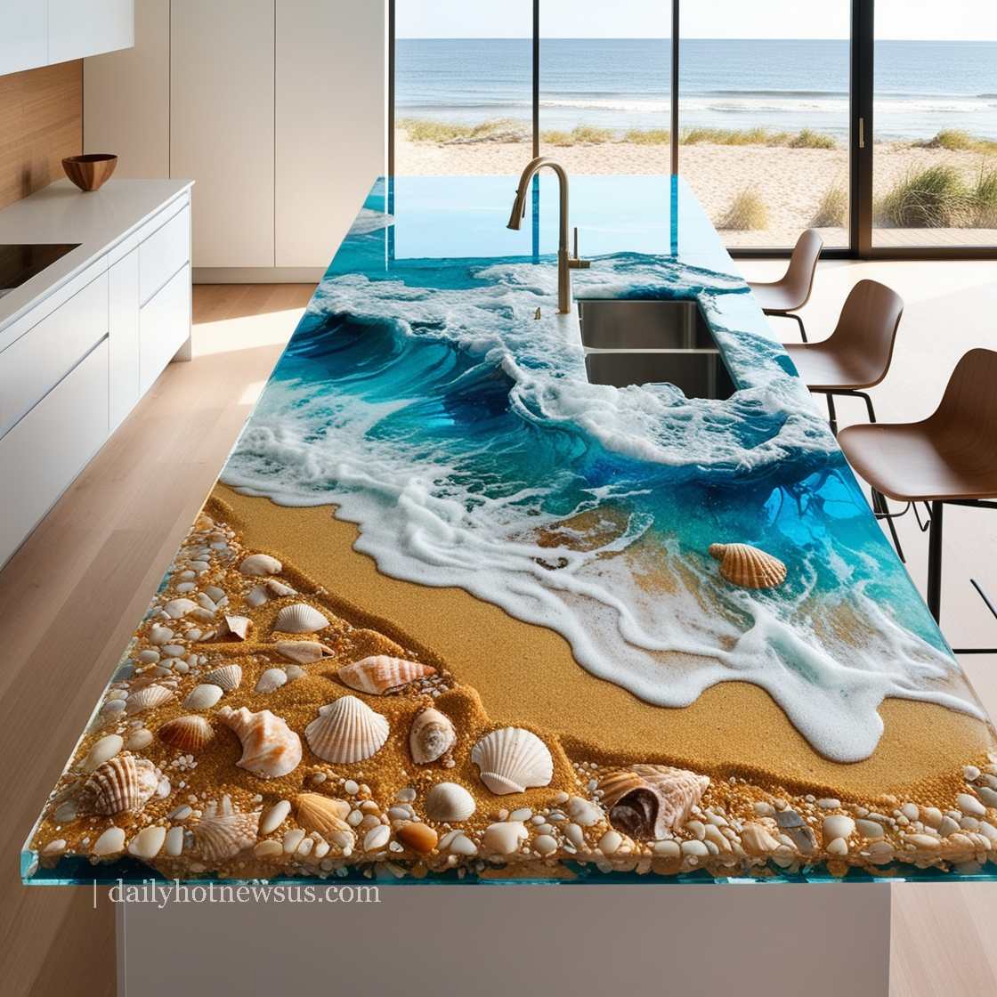 Stunning Epoxy Scene Kitchen Islands