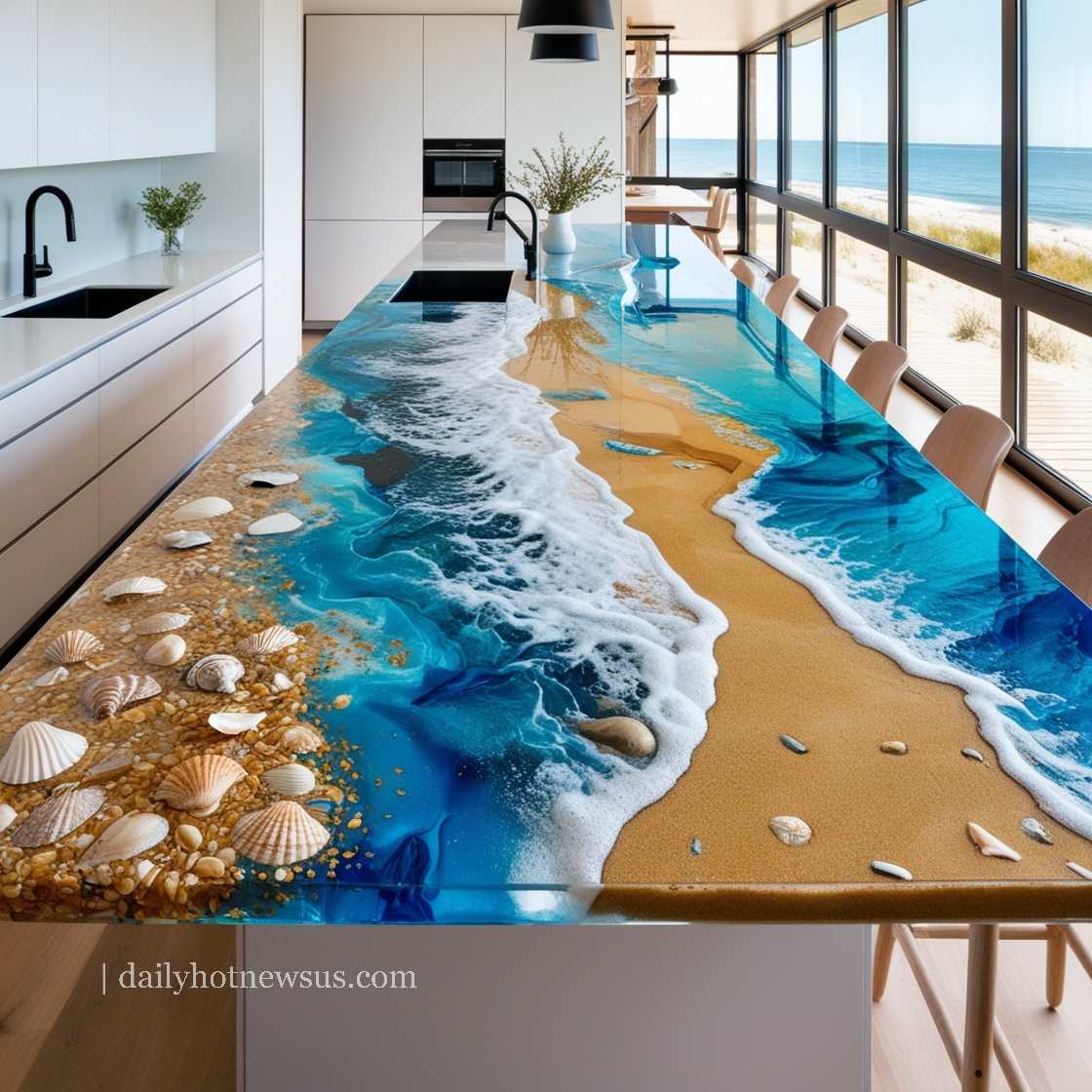 Stunning Epoxy Scene Kitchen Islands