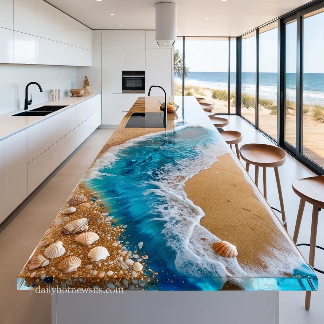 Stunning Epoxy Scene Kitchen Islands