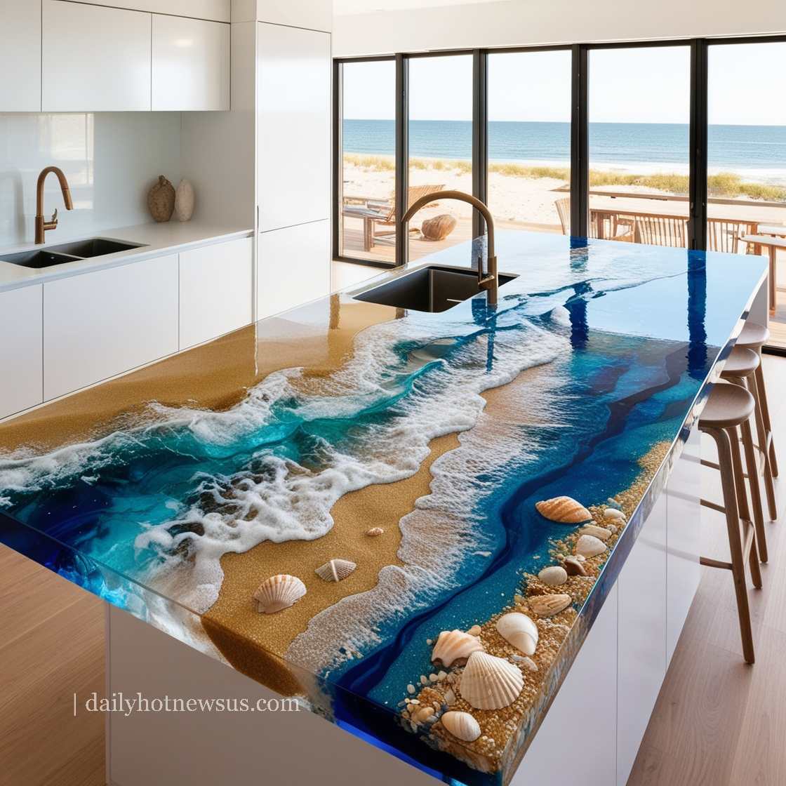 Stunning Epoxy Scene Kitchen Islands