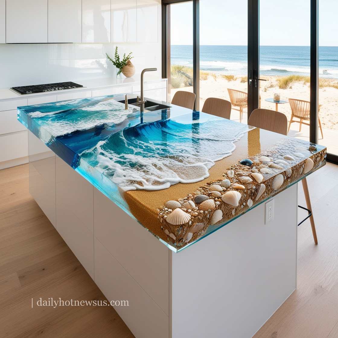 Stunning Epoxy Scene Kitchen Islands